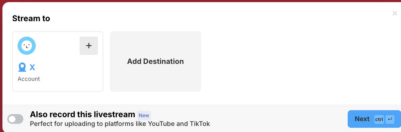 talk studio add destination